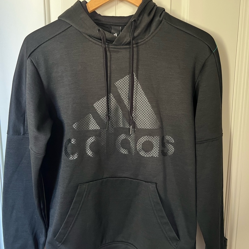 Adidas Men's Black on Black Logo Hoodie. Size S